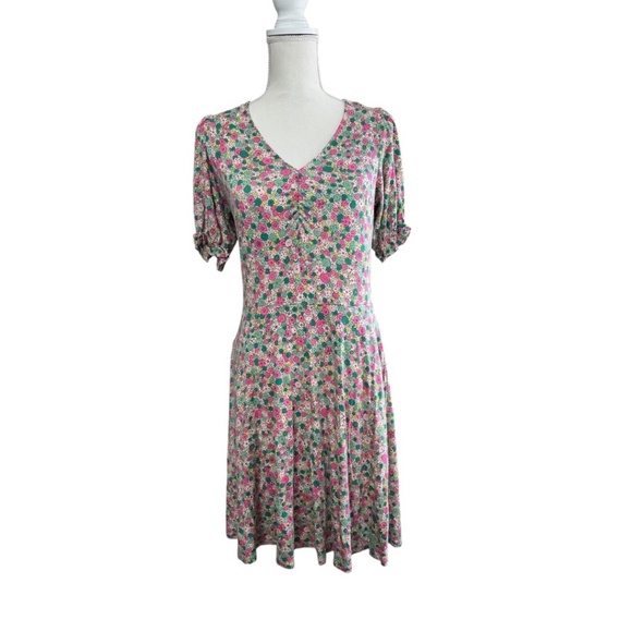 Boden Puff Sleeve Floral Jersey Minidress Cottagecore Romantic - Picture 4 of 13